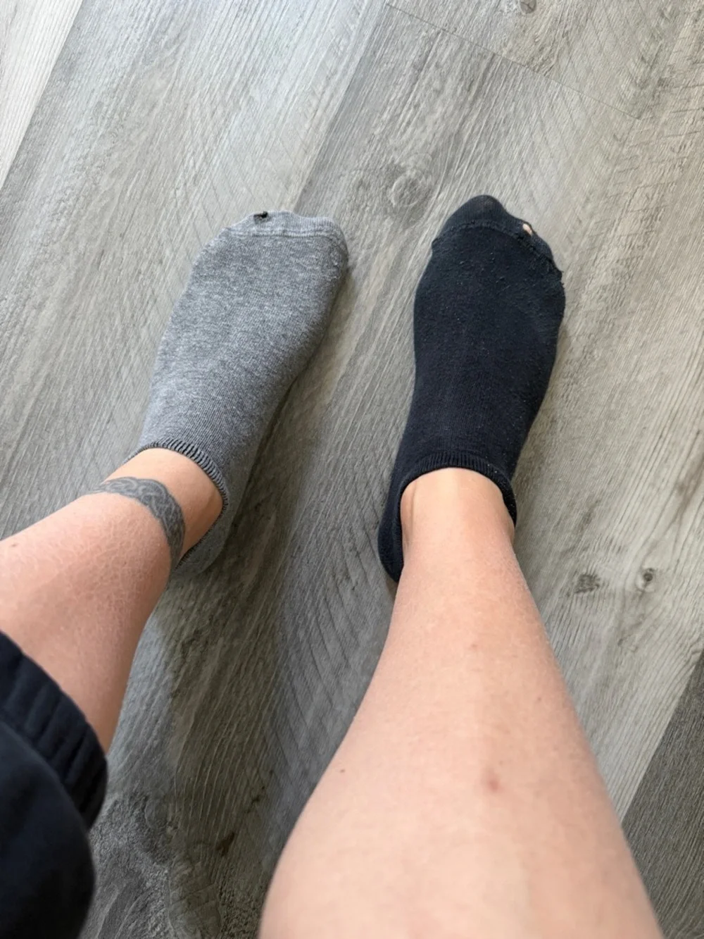 Mismatched Black Gray Ankle Socks Gym Workout Used Women’s Athleisure
